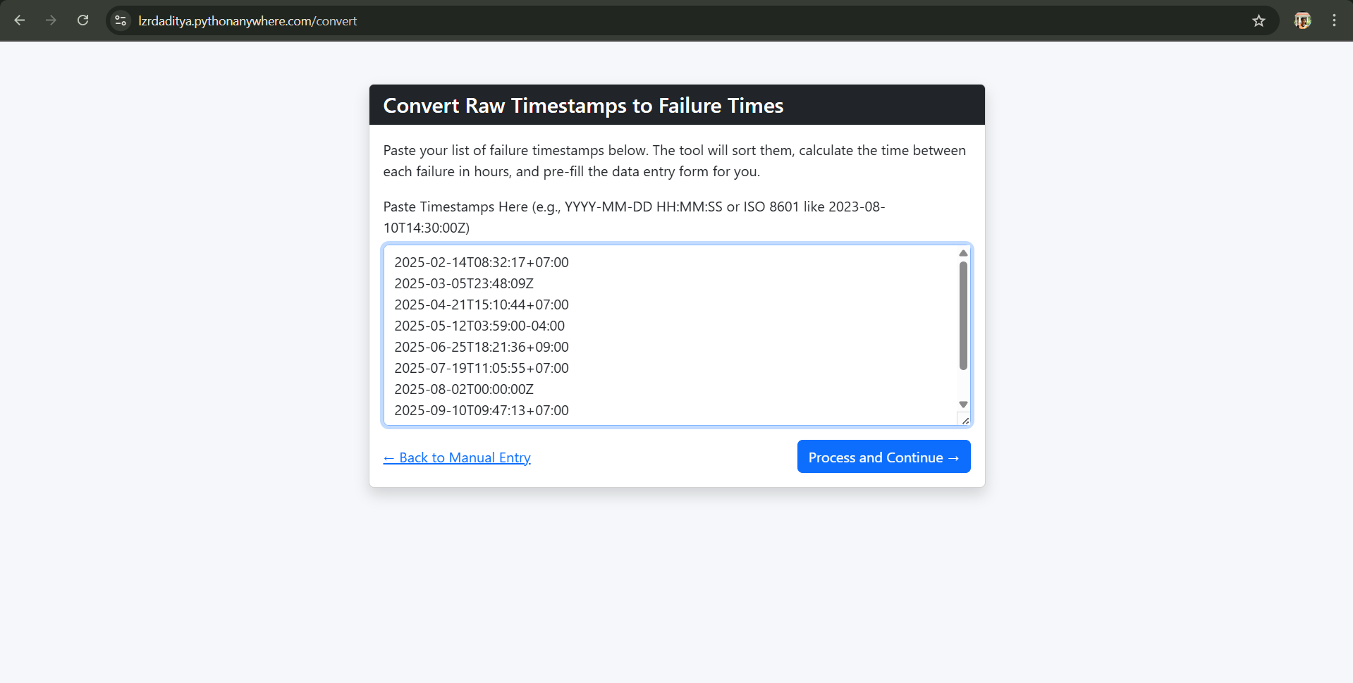 Reliability Calculation Web App thumbnail 2